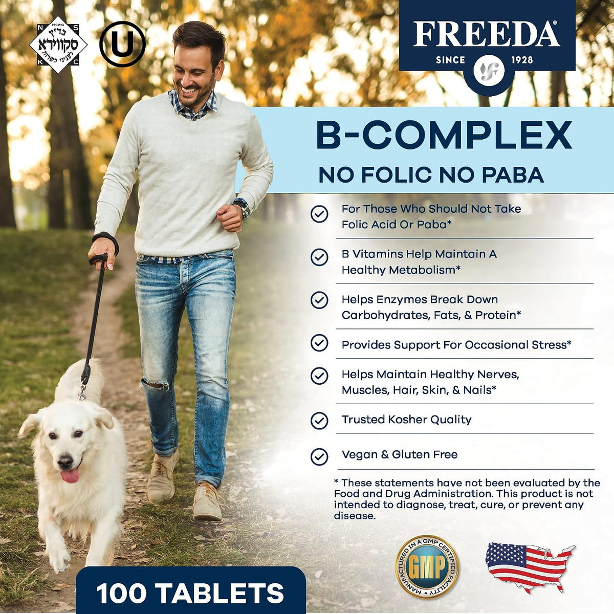 Freeda Super B Complex Without Folic Acid or PABA - 100 Tablets - görsel 2