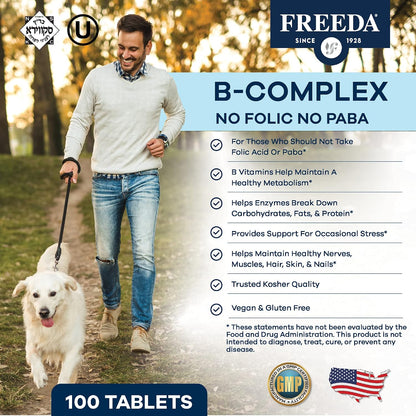 Freeda Super B Complex Without Folic Acid or PABA - 100 Tablets