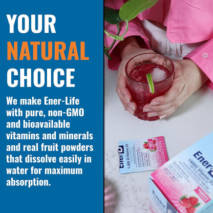 Ener-D Sugar-Free Multivitamin Drink Mix – Raspberry, 24 Sachets
