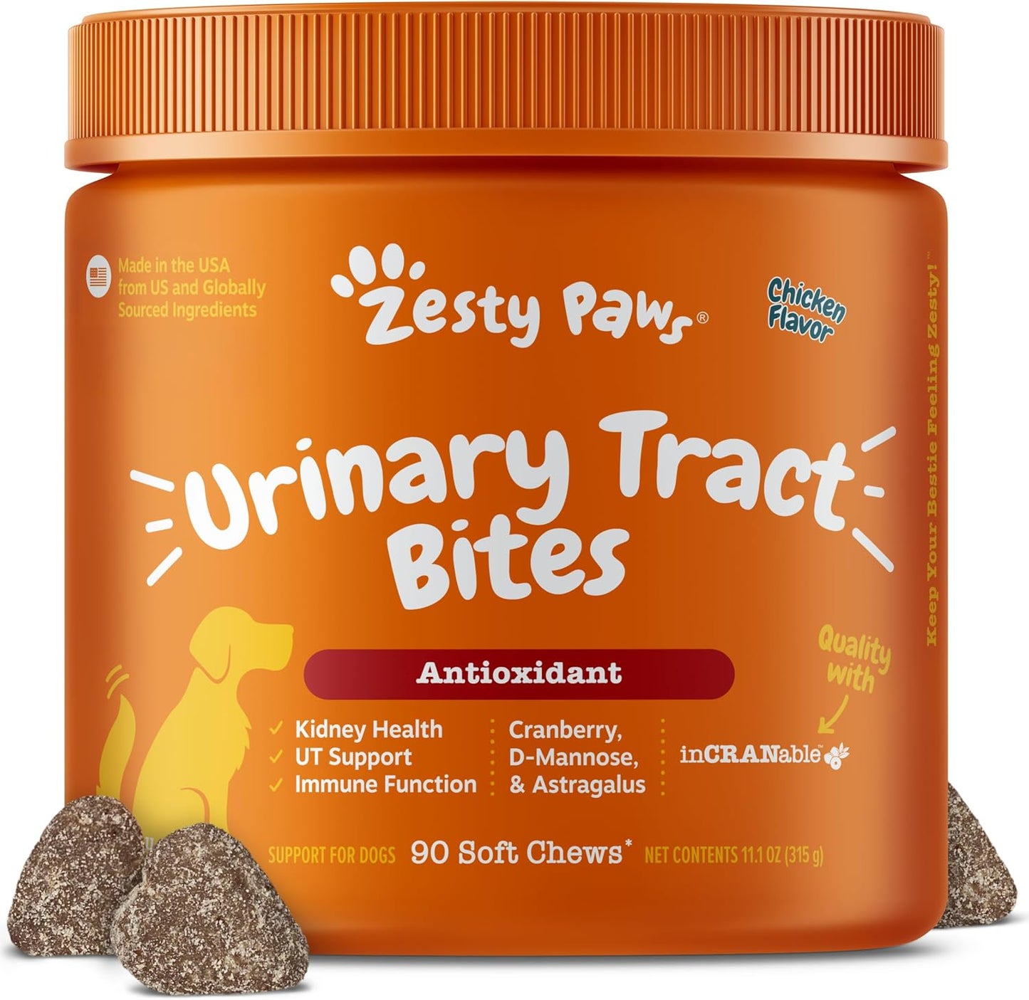 Zesty Paws Stay Green Bites for Dogs – Grass Burn Soft Chews with Cranberry and Probiotics, Chicken Flavour, 90 Count - görsel 8