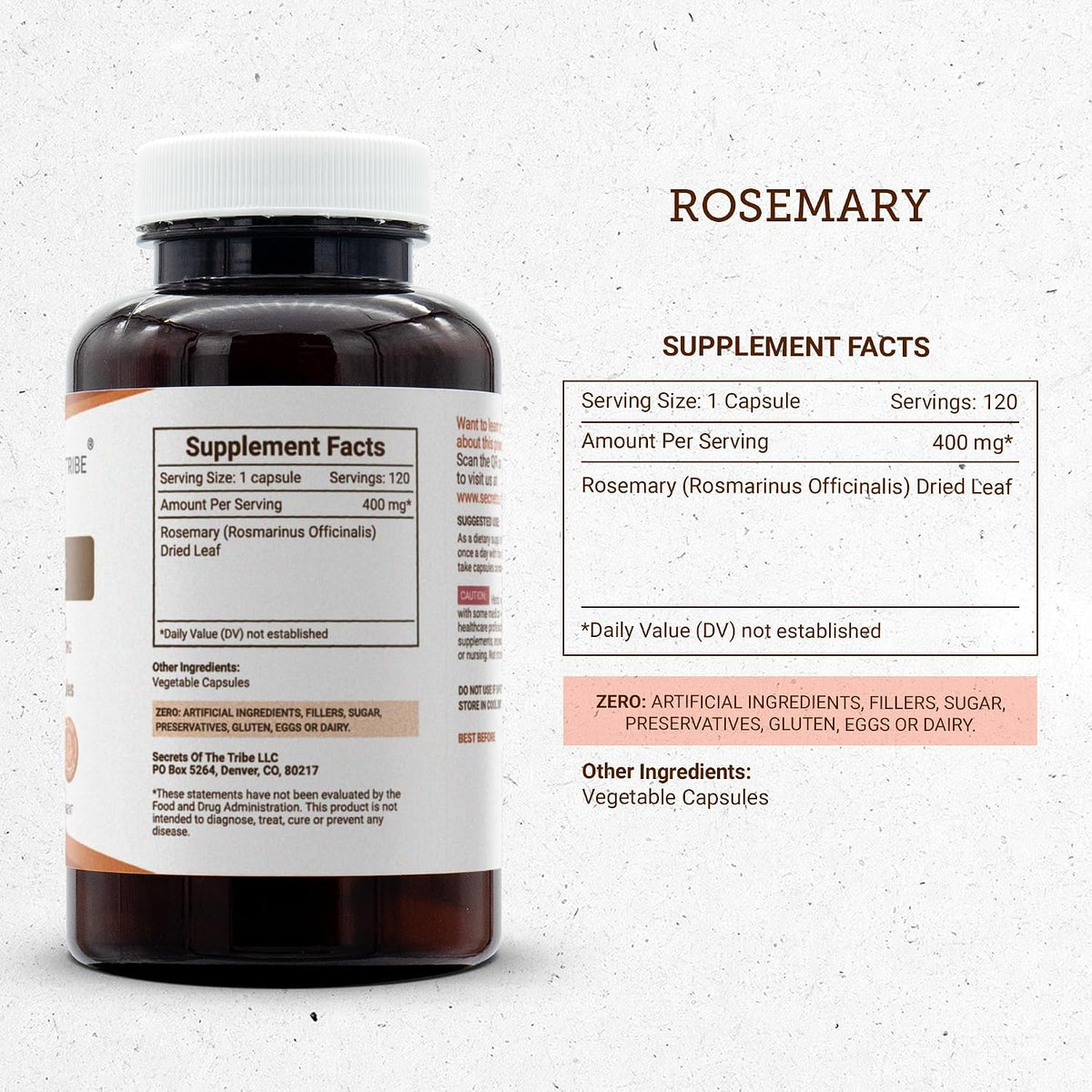 Secrets of the Tribe Rosemary 120 Capsules, 400 mg - görsel 3