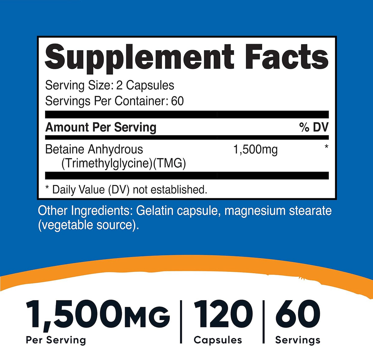 Nutricost Betaine Anhydrous Capsules 1500mg (3 Bottles) - görsel 2