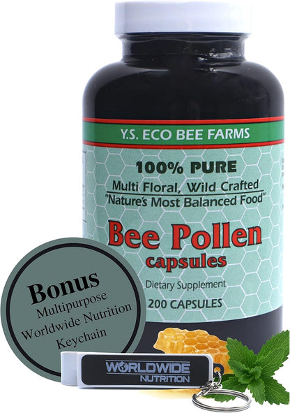 Y.S. Eco Bee Farms 100% Pure Wild Crafted Bee Pollen Capsules (200 Capsules)