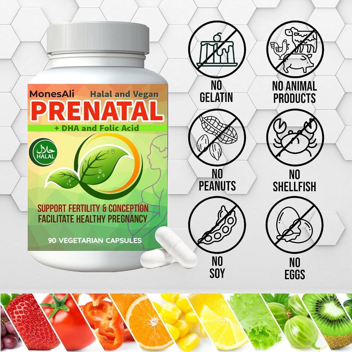 MonesAli Prenatal Vitamins for Women | Postnatal | Vegan, Halal, Gelatin-Free | with Folate, Iron & Biotin | Supports Pregnancy & Postnatal Energy - görsel 4