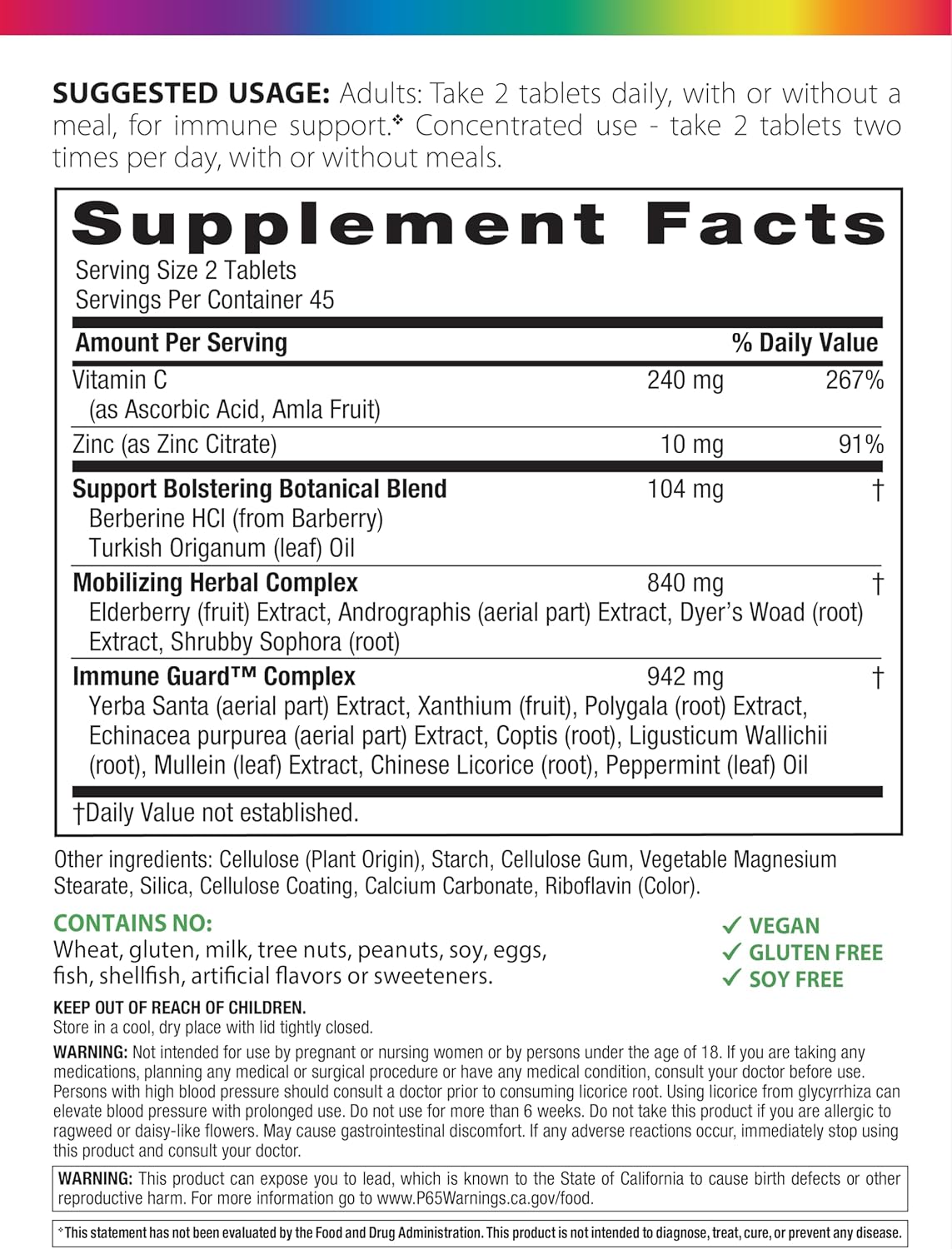 Rainbow Light Counter Attack Immune Defence Support Supplement - 90 Tablets - görsel 2