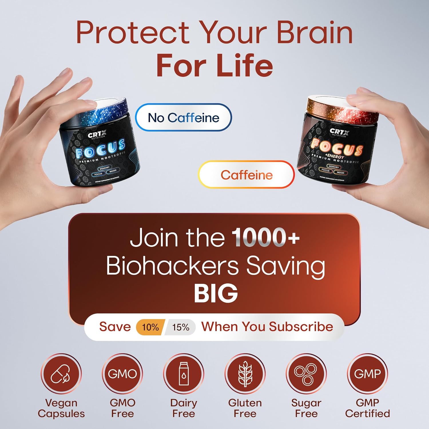 CRTX Nutrition Focus - Nootropic Brain Supplement with AlphaGPC, Lion's Mane, Rhodiola - 90 Capsules - görsel 9