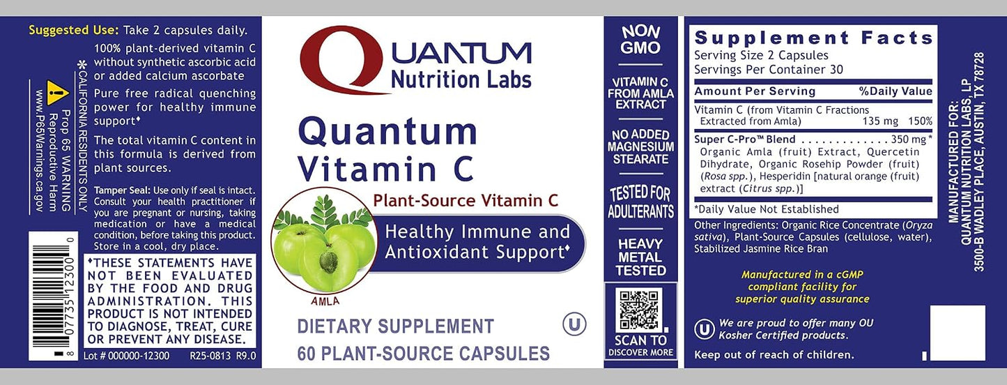 Quantum Nutrition Labs Quantum Vitamin C – Organic Whole Food Supplement with Bioflavonoids and Amla, for Immune Support, 60 Vegan Capsules - görsel 7