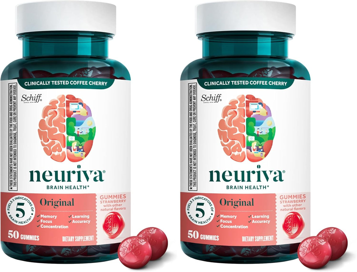 NEURIVA Plus Decaff Nootropic Brain Supplement Gummies, Strawberry, 50 Count (Pack of 3) - görsel 10