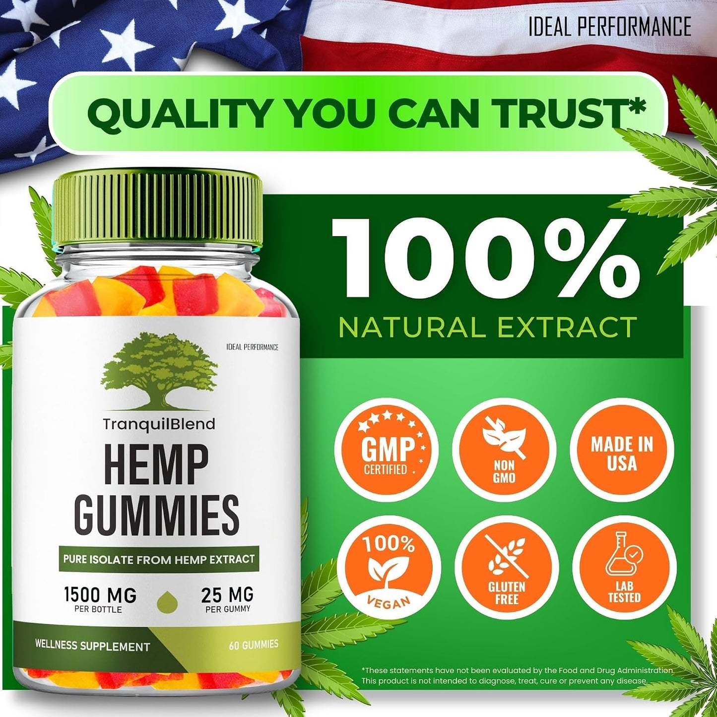 Tranquil Blend Hemp Gummies - Extra Strength Health and Wellbeing Support (3 Pack) - görsel 4