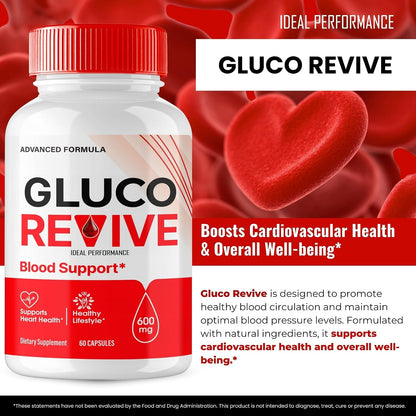 Gluco Revive Capsules, Gluco Revive Supplement Capsules, GlucoRevive Health and Wellbeing Support – Maximum Strength All Natural Advanced Formula (60 Capsules)