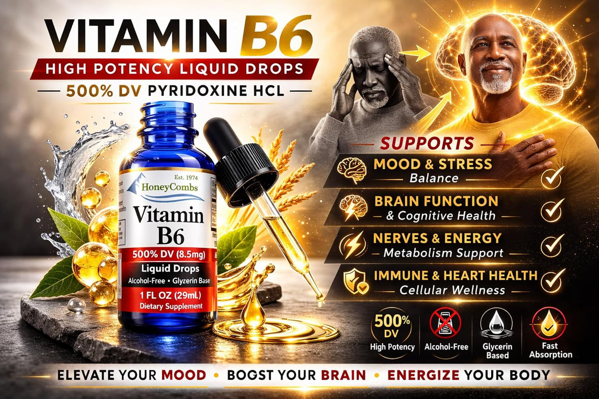 Vitamin B6 Liquid Drops, Pyridoxine HCl Supplement, 30ml | High Potency Energy Metabolism Support - görsel 3