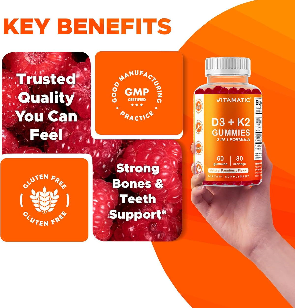 Vitamatic Vitamin D3 & K2 Gummies (Pack of Two) – Bone, Heart and Immune Support - görsel 6