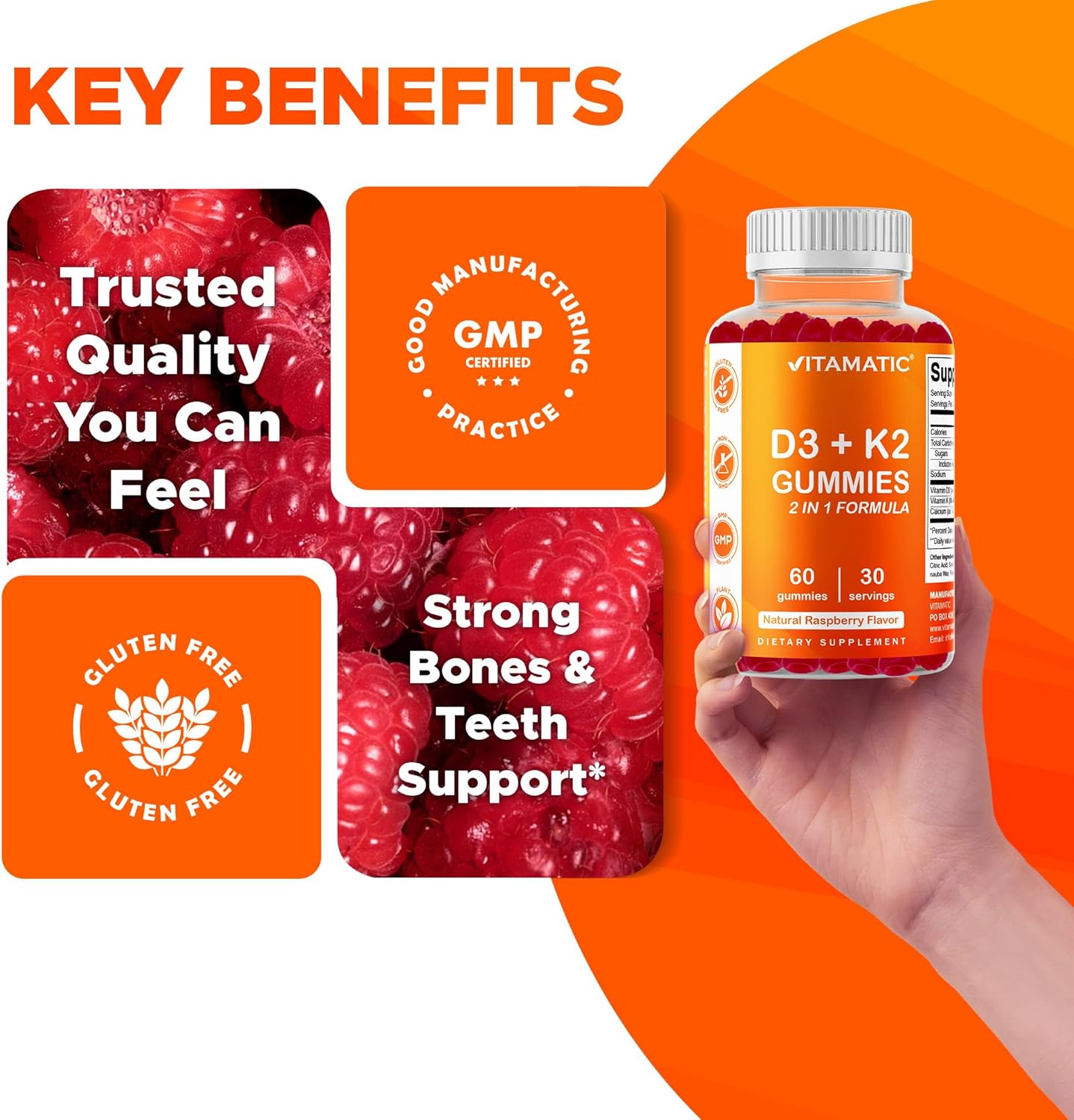 Vitamatic Vitamin D3 & K2 Gummies (Pack of Two) – Bone, Heart and Immune Support - görsel 6