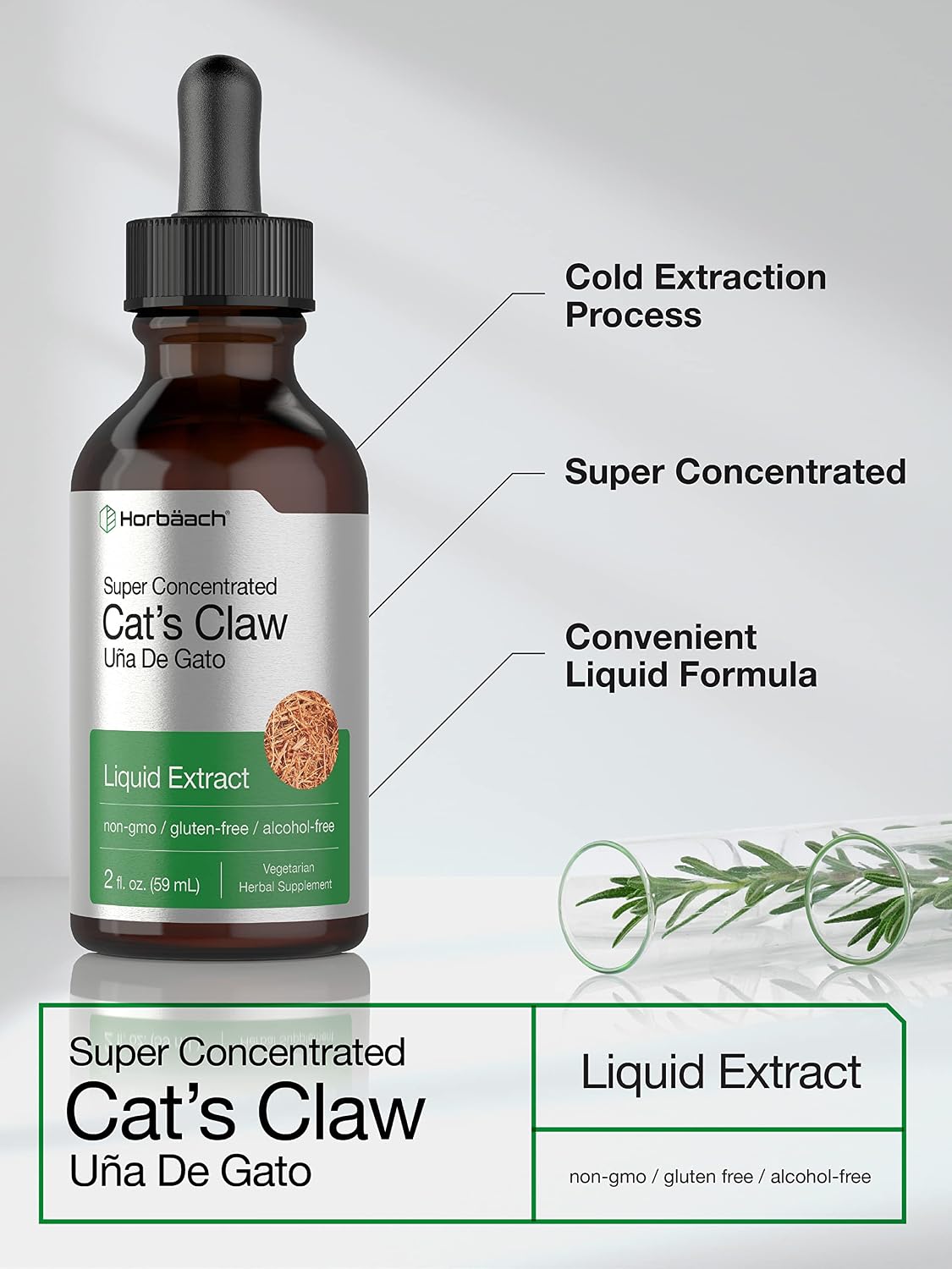 Horbaach Cat's Claw Herb Extract Tincture | 60 ml | Alcohol Free | Vegetarian, Non-GMO, Gluten-free Liquid - görsel 3