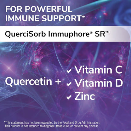 QuerciSorb Immuphore SR Quercetin, Immune Support Supplement, Sustained Release, Vitamin C, Vitamin D3 & Zinc, Hypoallergenic, 400 mg, 120 Vegetable Capsules