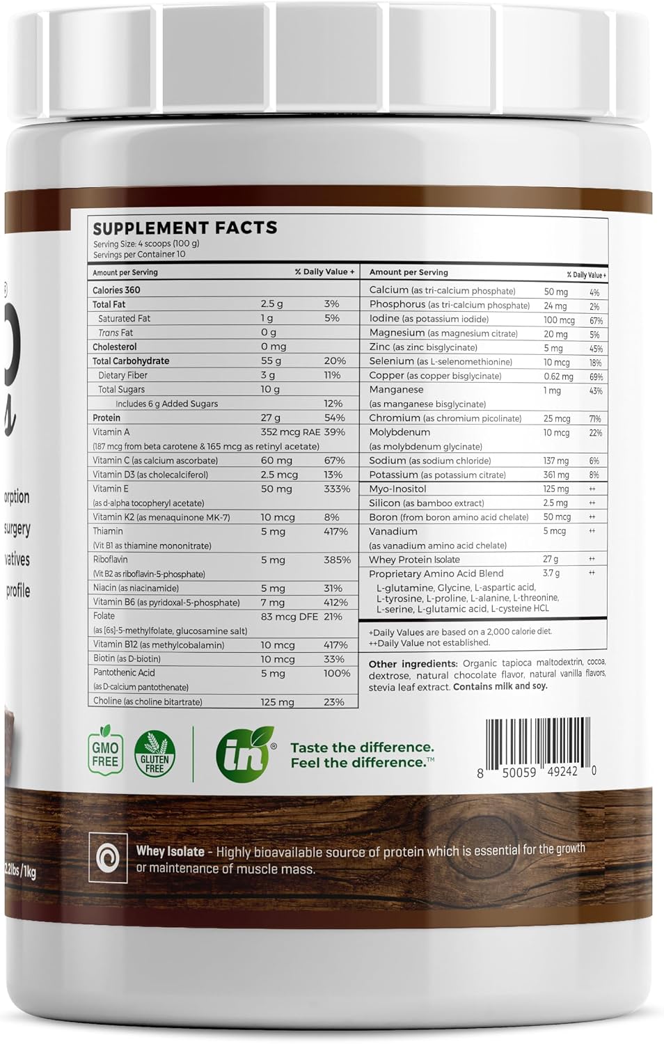 Absorb Plus Isolate Protein - Food Supplement for Improved Gut Health, Additional Nutritional Support, Non-GMO, Gluten-Free, Lactose-Free, Casein-Free (1 kg, Simply Chocolate) - görsel 3