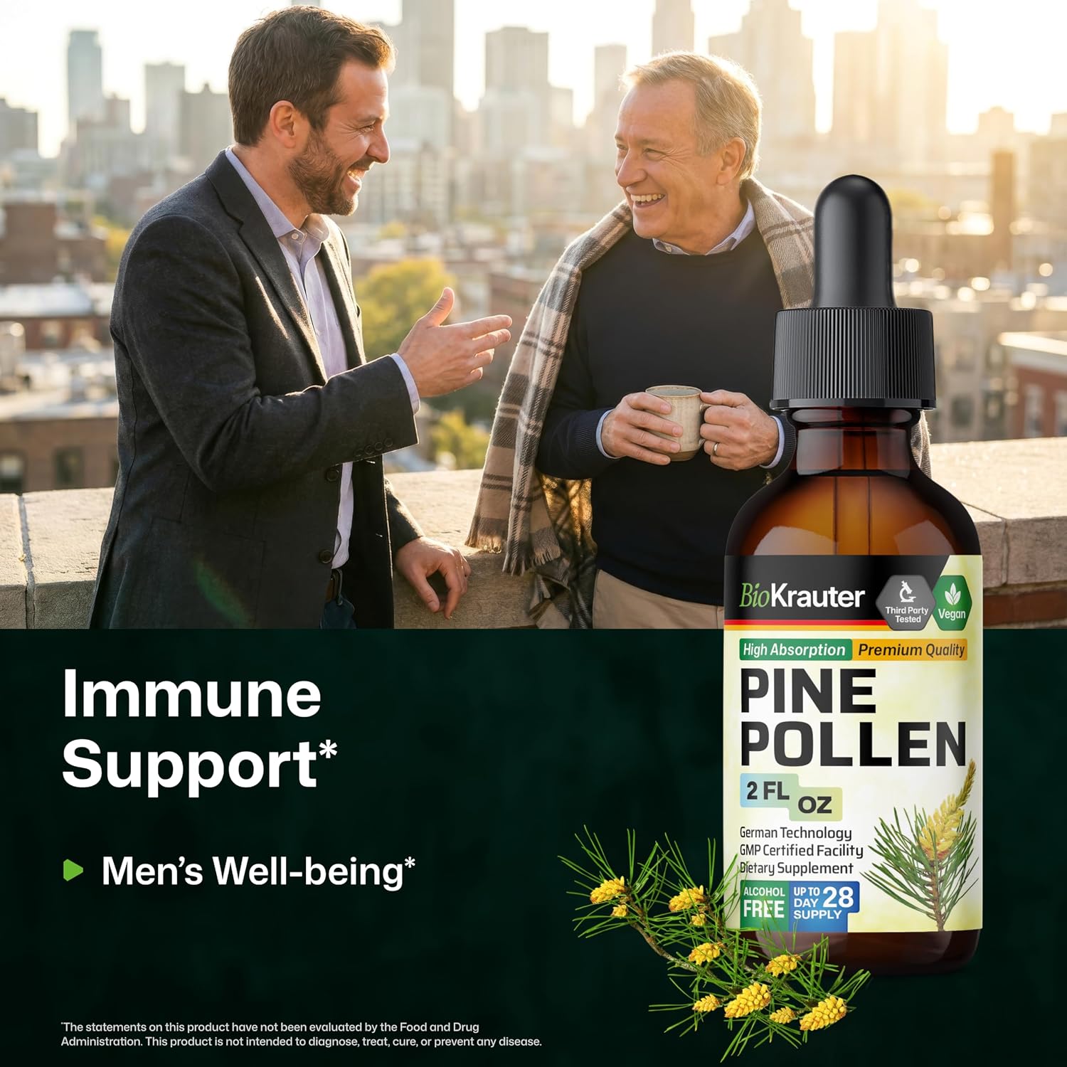 BIO KRAUTER Pine Pollen Tincture – Pure & Vegan, 60 ml - görsel 2