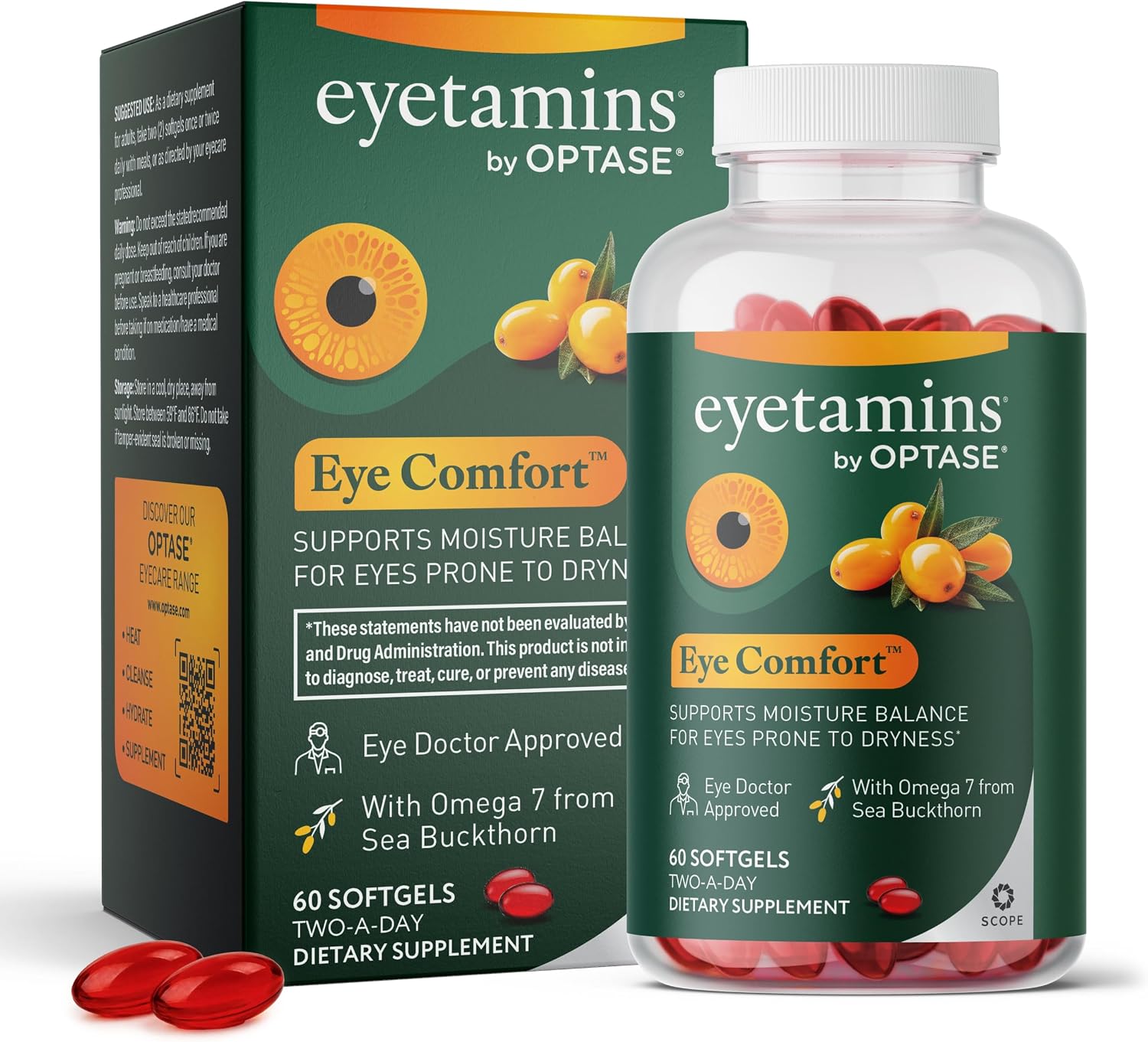 eyetamins Eye Comfort - Omega-7 Supplement with Sea Buckthorn Oil - 60 Softgels - görsel 1