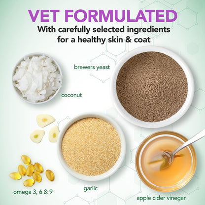 Vet's Best Brewer’s Yeast & Garlic Chews, Omega 3 for Dogs Healthy Skin & Coat Protection, 60 ct – Image 3