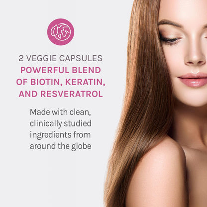 Reserveage Beauty Keratin Hair Booster with Biotin & Resveratrol - 120 Capsules
