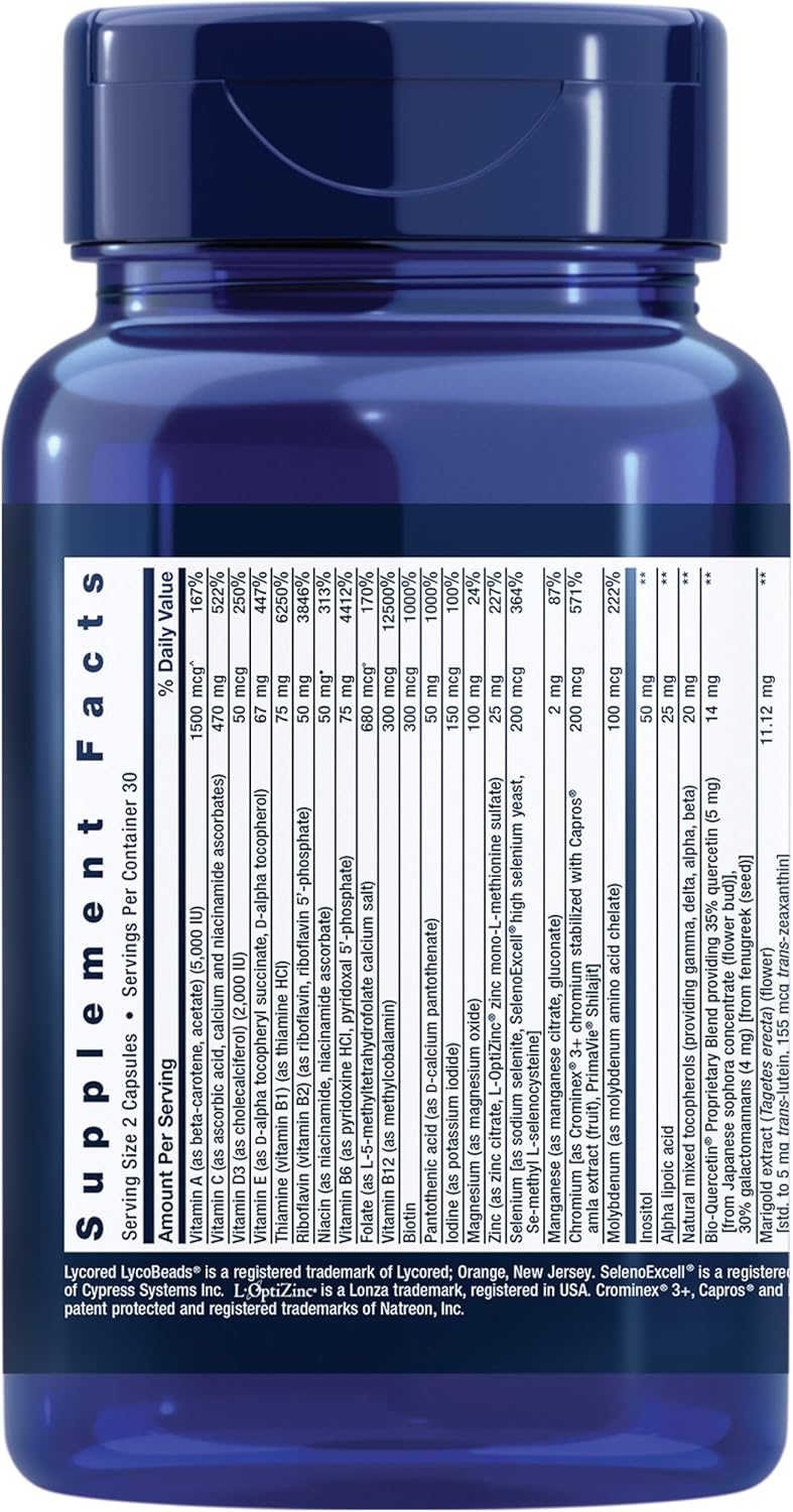 Life Extension Two-Per-Day Multivitamin - for Heart, Brain, Blood Vessel & Cellular Health - Gluten-Free – Non-GMO – 60 Capsules - görsel 2
