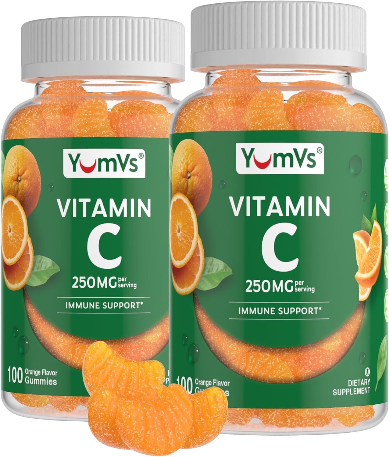YumVs Vitamin C Gummies for Adults – 250 mg Orange Flavoured – 200 Count (2 Pack) - görsel 1