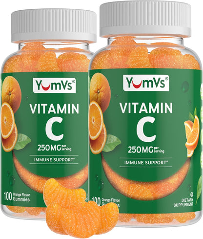 YumVs Vitamin C Gummies for Adults – 250 mg Orange Flavoured – 200 Count (2 Pack)