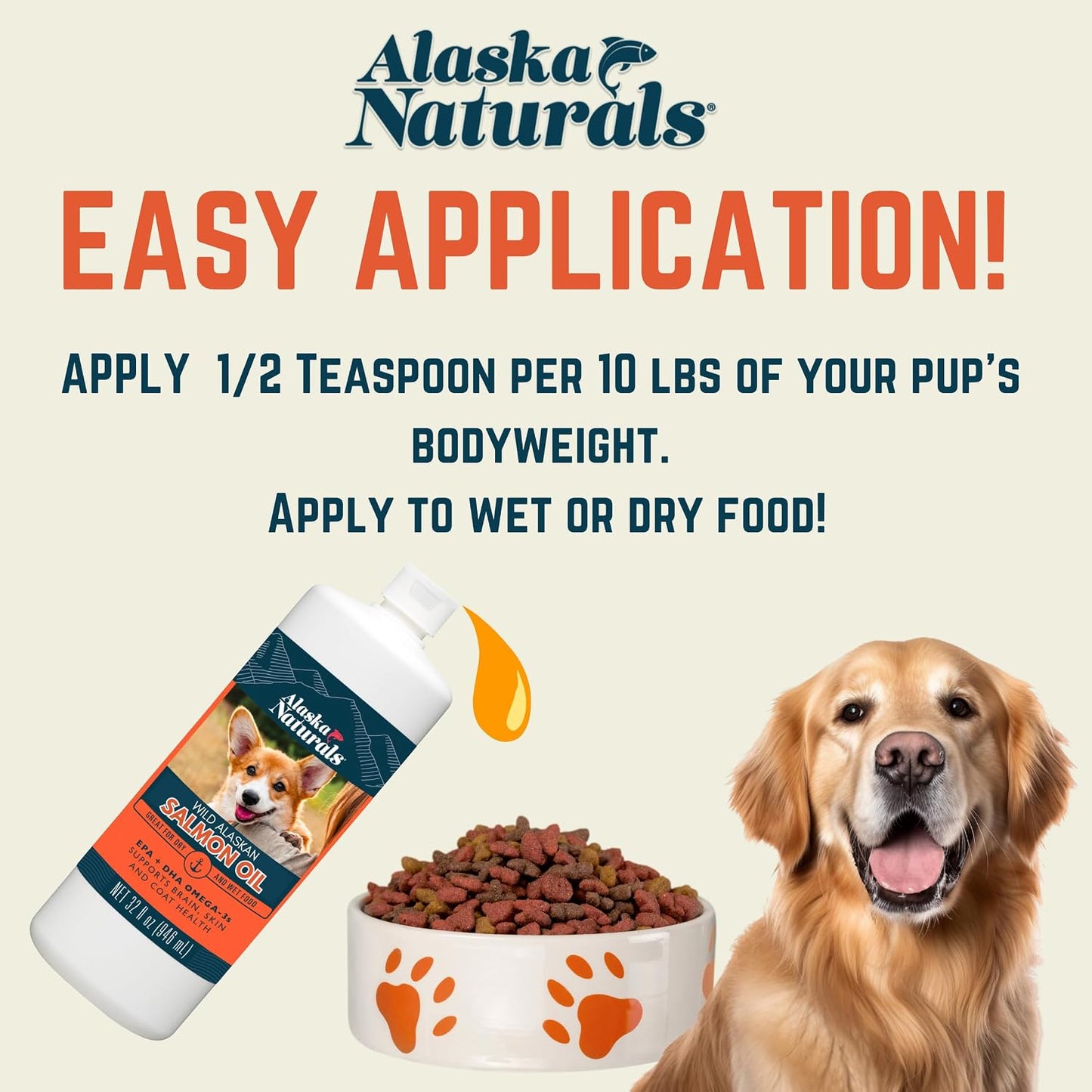 Alaska Naturals Wild Alaskan Salmon Fish Oil Supplement for Dogs Skin and Coat with EPA DHA Omega 3 Fatty Acids Liquid Food Topper 946 ml - görsel 3
