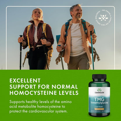 Swanson TMG Trimethylglycine – Amino Acid Supplement for Homocysteine Metabolism, 90 Capsules