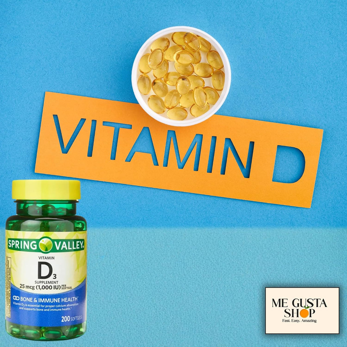 Spring Valley Vitamin D3 25 mcg (1,000 IU) Softgels, 200 Count - görsel 8