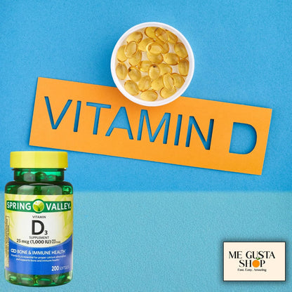 Spring Valley Vitamin D3 25 mcg (1,000 IU) Softgels, 200 Count