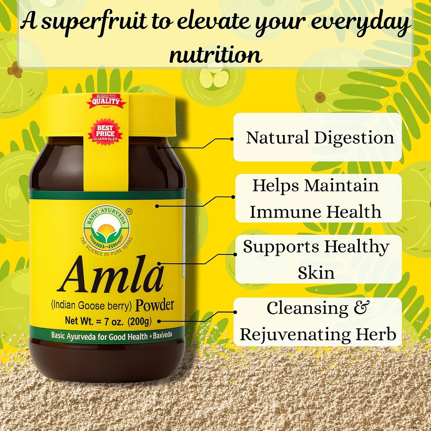 Basic Ayurveda Amla Powder - 100% Raw & Natural Indian Gooseberry for Hair, Skin & Immunity - 200g - görsel 3