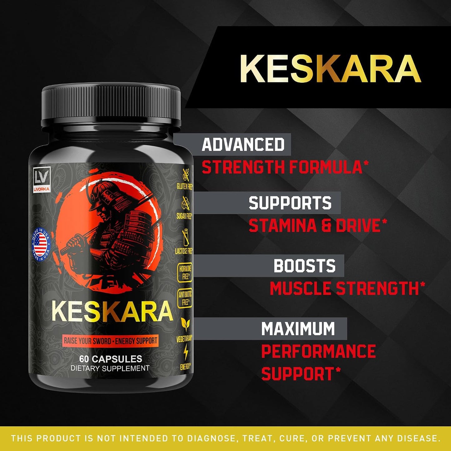 (3 Pack) Keskara Pills for Men, All-Natural Formula, 180 Capsules - görsel 2