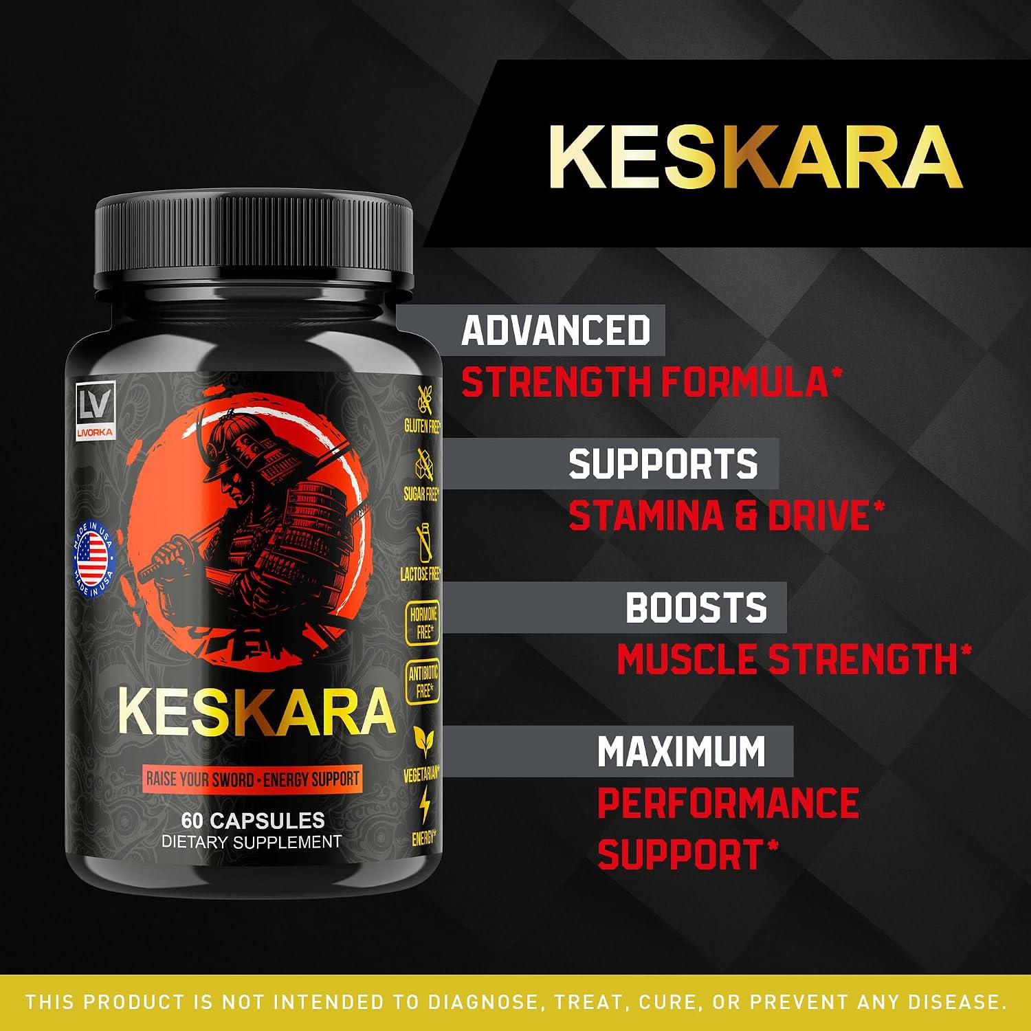 (3 Pack) Keskara Pills for Men, All-Natural Formula, 180 Capsules - görsel 2