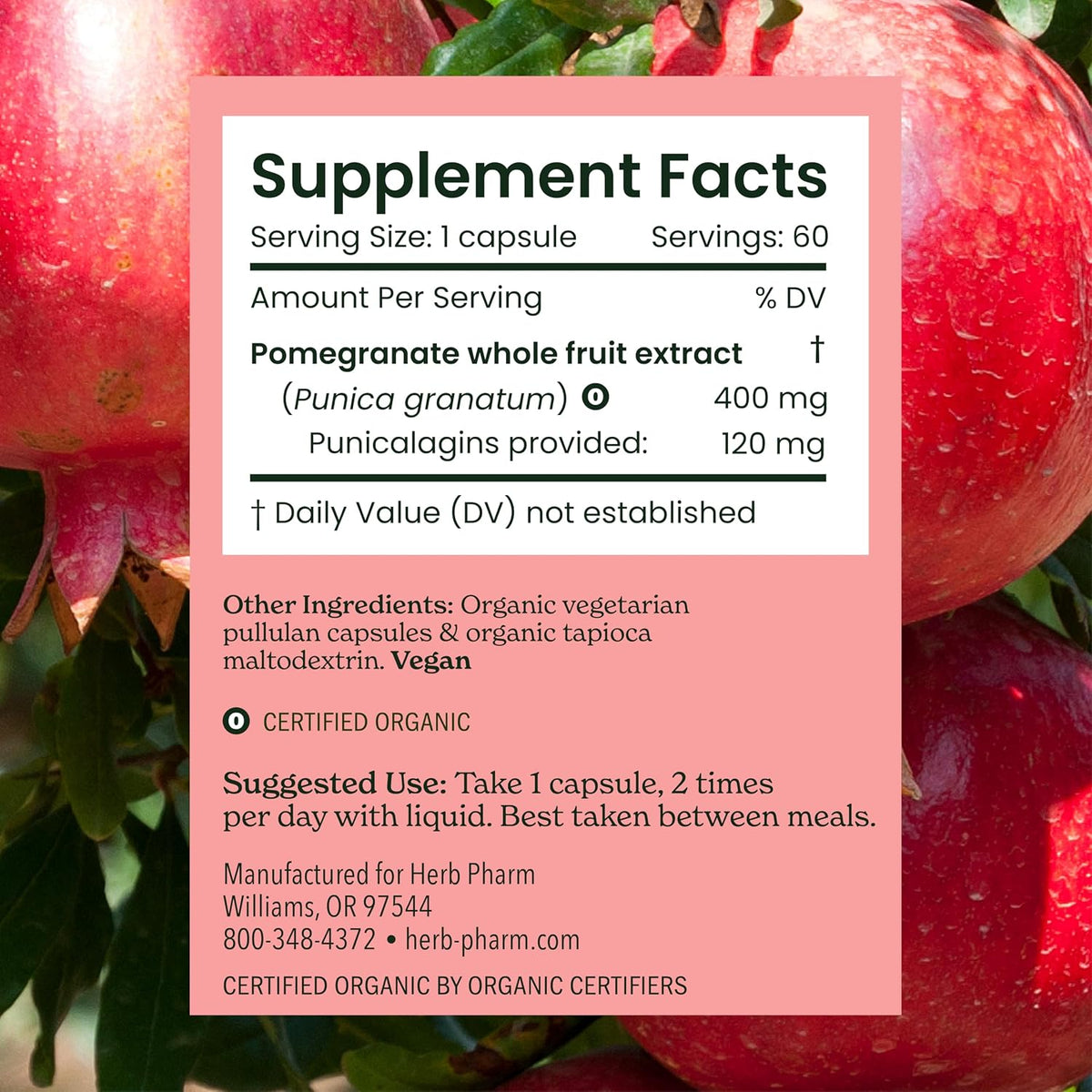 Herb Pharm Pomegranate Capsules - Organic Heart Health Support, 60 Vegan Capsules - görsel 6