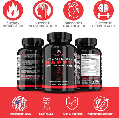 Vitamin B Complex with Vitamin C, Biotin, Inositol, Folic Acid – Energy, Brain and Immune Support