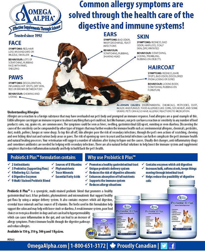 Probiotic 8 Plus Pet Probiotics with Enzymes & Fibre for Digestion - Natural Herbal Digestive Supplement for Cats & Dogs (1 kg)