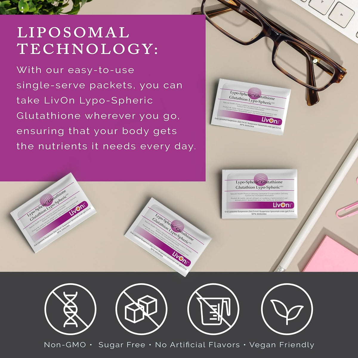 Lypo-Spheric Glutathione - 2 Cartons (60 Sachets) - 450 mg Liposomal Glutathione - görsel 6