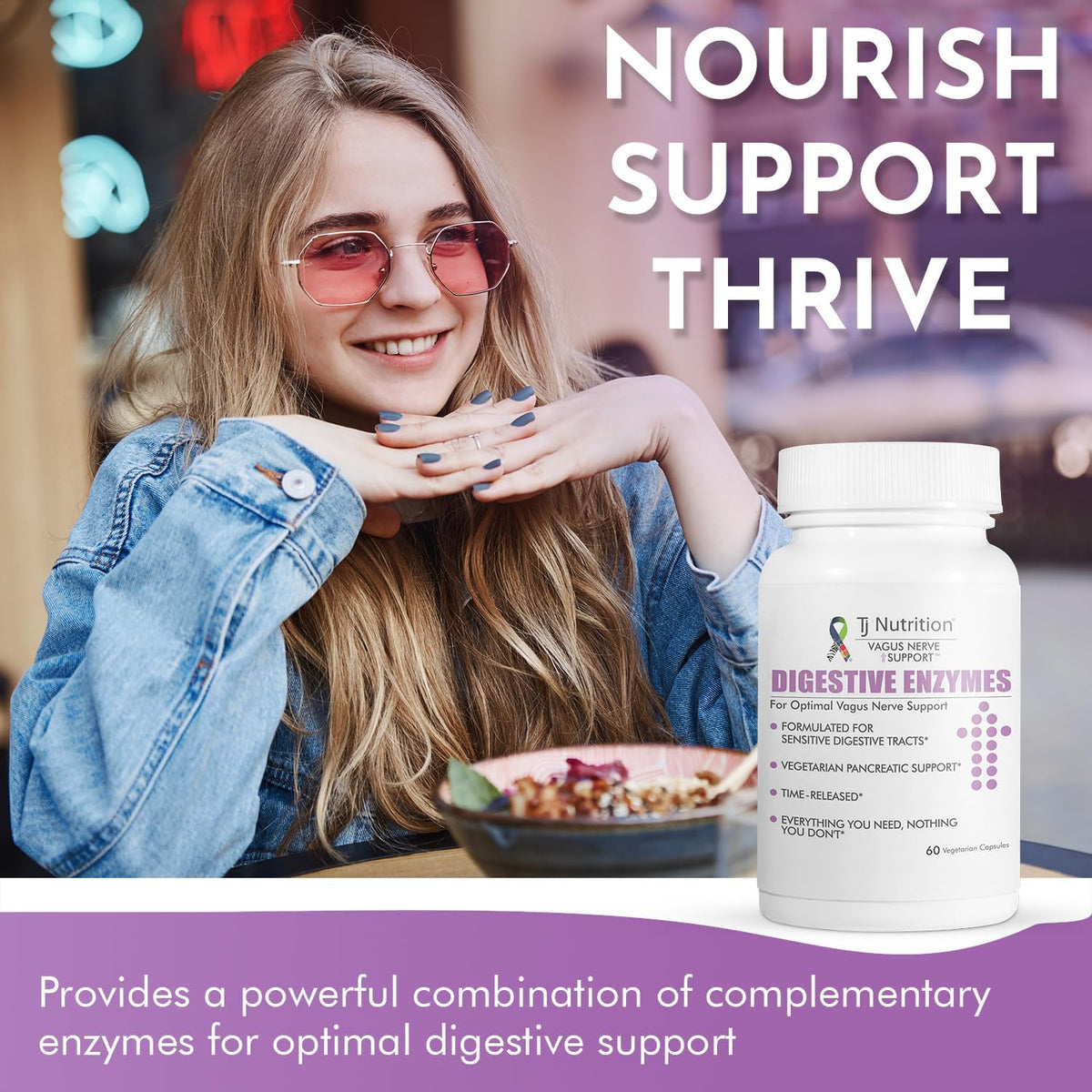 Digestive Enzymes for Sensitive Stomachs - Supports Vagus Nerve, Vegetarian Pancreatic Support, Timed Release Formula for Optimal Gut Health, Enhances Food Digestion & Gut Flora - görsel 5