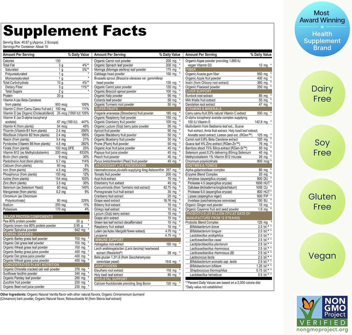 Vibrant Health Maximum Vibrance Chocolate, All-in-One Multi-Supplement Advanced Daily Futurefood, 15 Servings - görsel 5