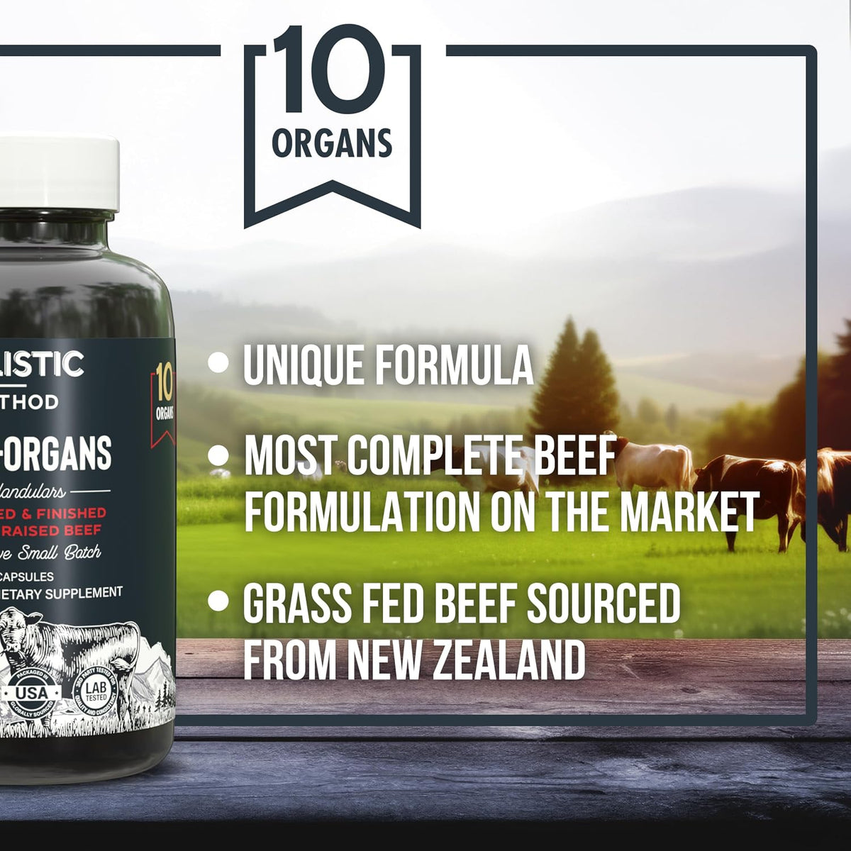 Beef Organ Supplement Complex – 10 Organ Grass-Fed Proprietary Blend: Liver, Marrow, Brain, Thymus, Spleen, Kidney, Colostrum, Heart, Pancreas, Gallbladder – 180 Capsules - görsel 5