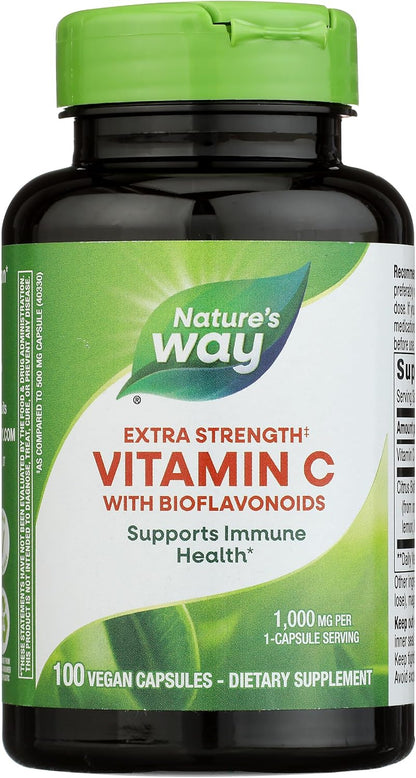 Nature's Way Extra Strength Vitamin C with Bioflavonoids, 1,000 mg, 250 Vegan Capsules