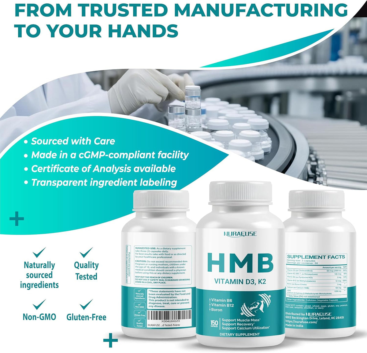 NURAFUSE Liposomal HMB with Vitamin D3, K2 – Muscle Mass and Recovery Support - görsel 8