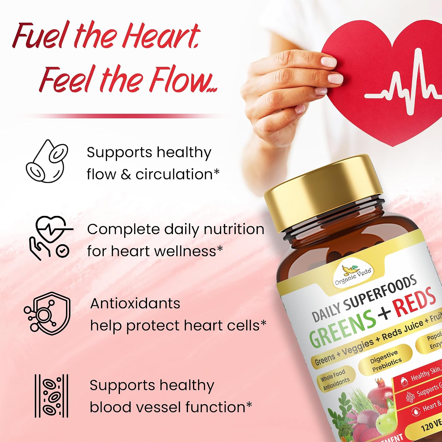 Organic Veda Mixed Greens & Reds Superfood Supplement - 120 Capsules - görsel 6
