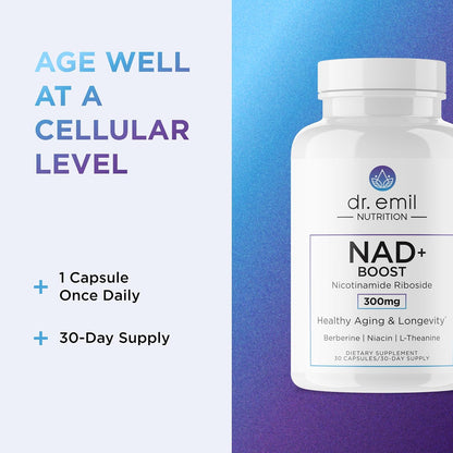 DR. EMIL NUTRITION NAD+ Boost – Nicotinamide Riboside with Berberine & L-Theanine – 30-Day Supply