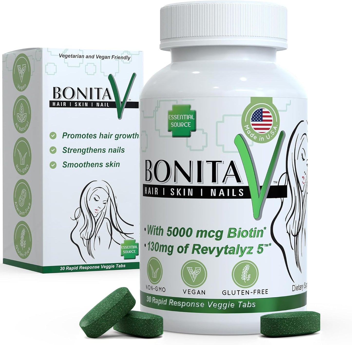 Essential Source Biotin 5000 mcg – Hair, Skin and Nails Vitamins for Women and Men – 30 Tablets - görsel 1