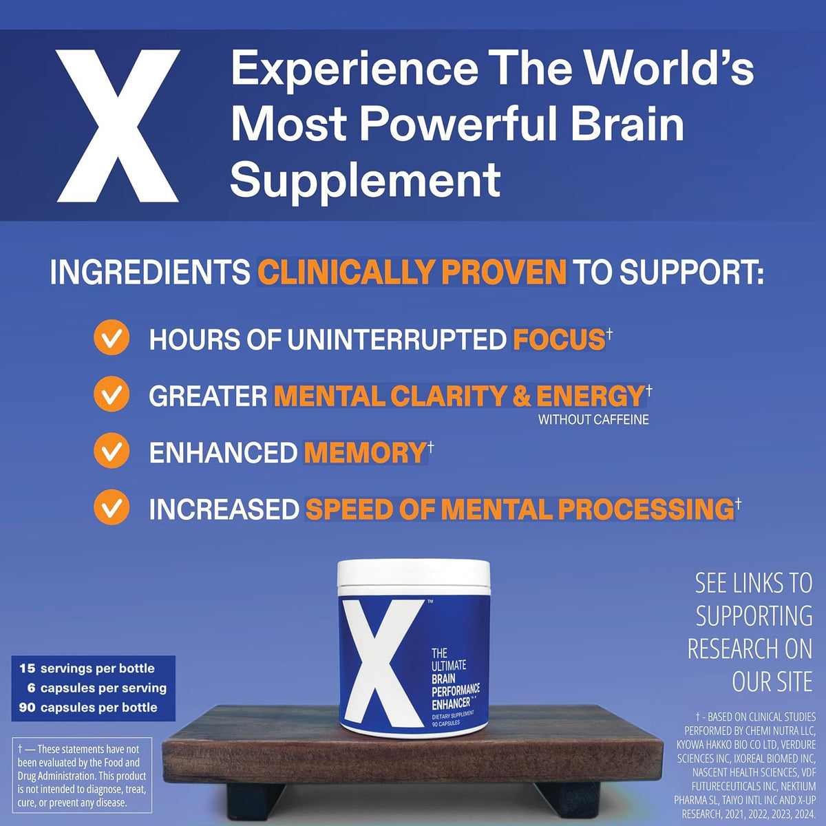 Clear Brain Fog & Focus for Deep Work | X – Science-Backed Brain Performance Supplement - görsel 2