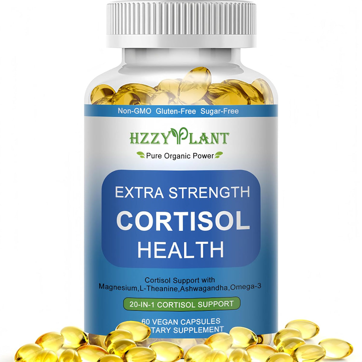 HZZYPLANT Cortisol Support Soft gel capsules with Ashwagandha, L-Theanine and Magnesium - görsel 1