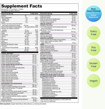 Green Vibrance Superfoods Powder – 70+ Plant-Based Whole Foods & 25 Billion Probiotics, Blueberry Lemon, 25 Servings