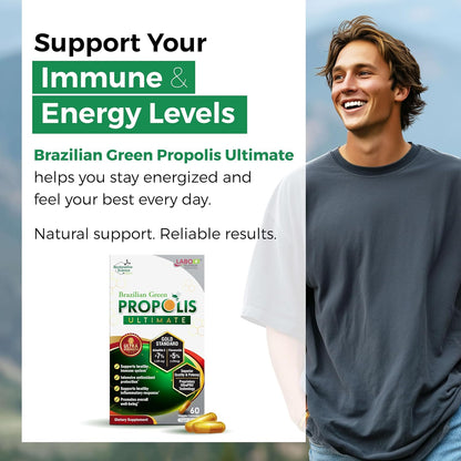 LABO Nutrition Brazilian Green Propolis Ultimate – High Potency Artepillin C & Flavonoids, 60 Veg Capsules